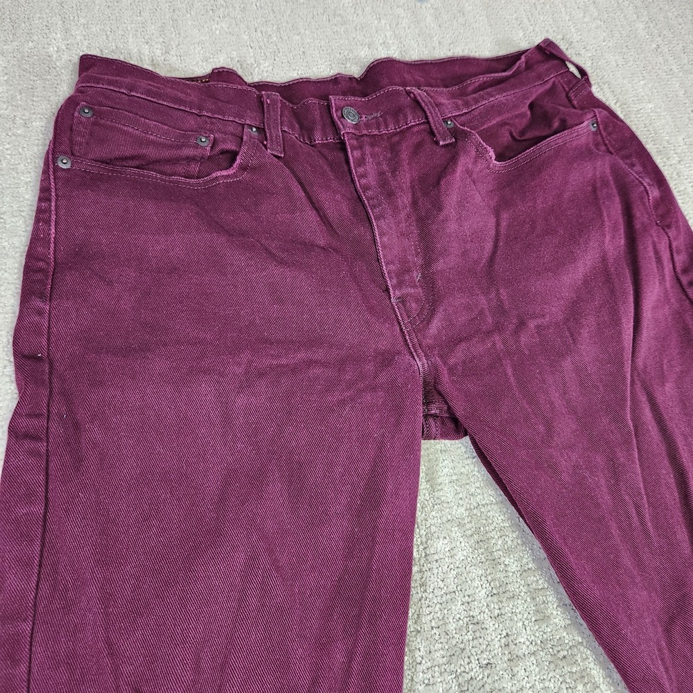 Levis 514 Jeans Men 36x32 Straight Leg Regular Fit Maroon Denim Stretch - Picture 10 of 13
